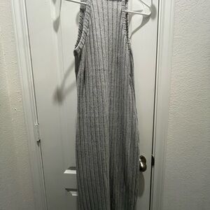 Gray Ribbed Sleeveless Jumpsuit